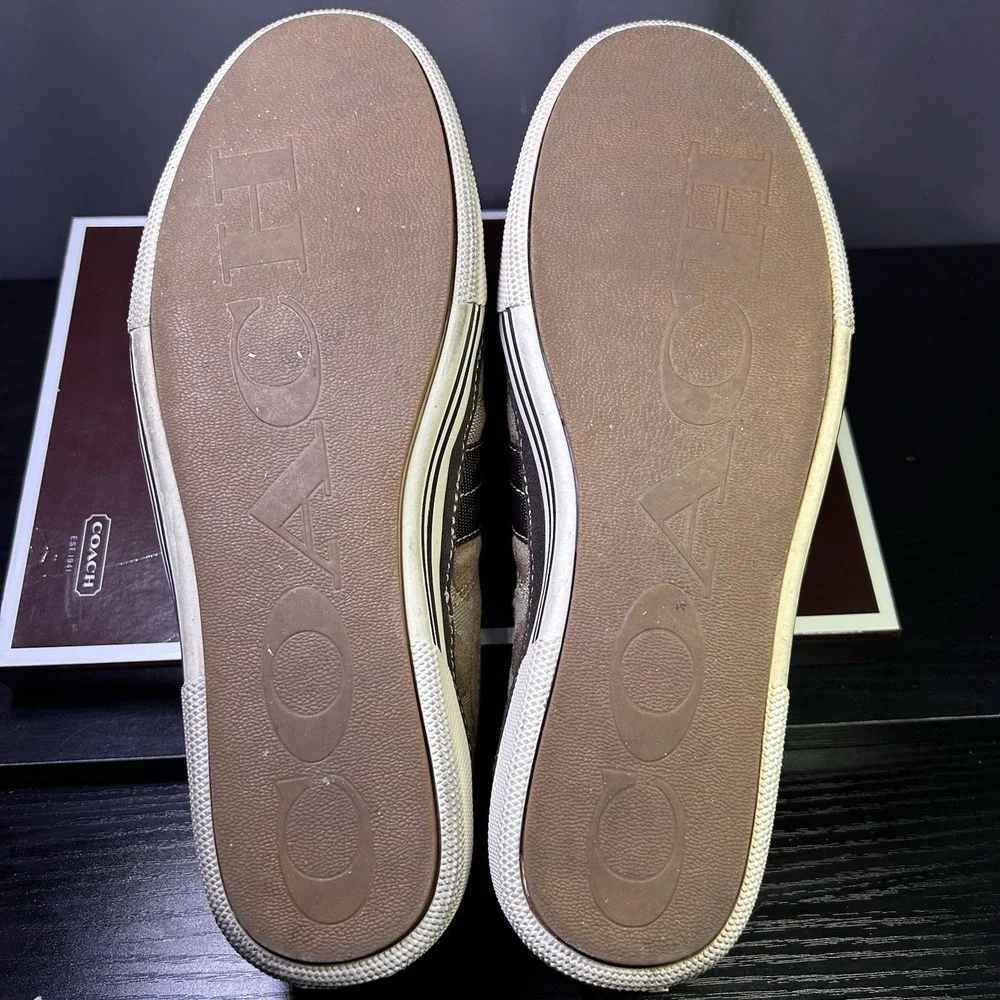 Coach Brad Khaki/Chestnut Jacquard Canvas w/Seude+Leather Men Sz 8M FS12CM SIG C - Picture 6 of 13